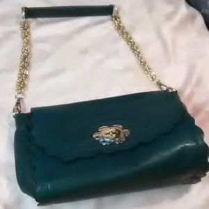 Adorable forest green purse with chain straps